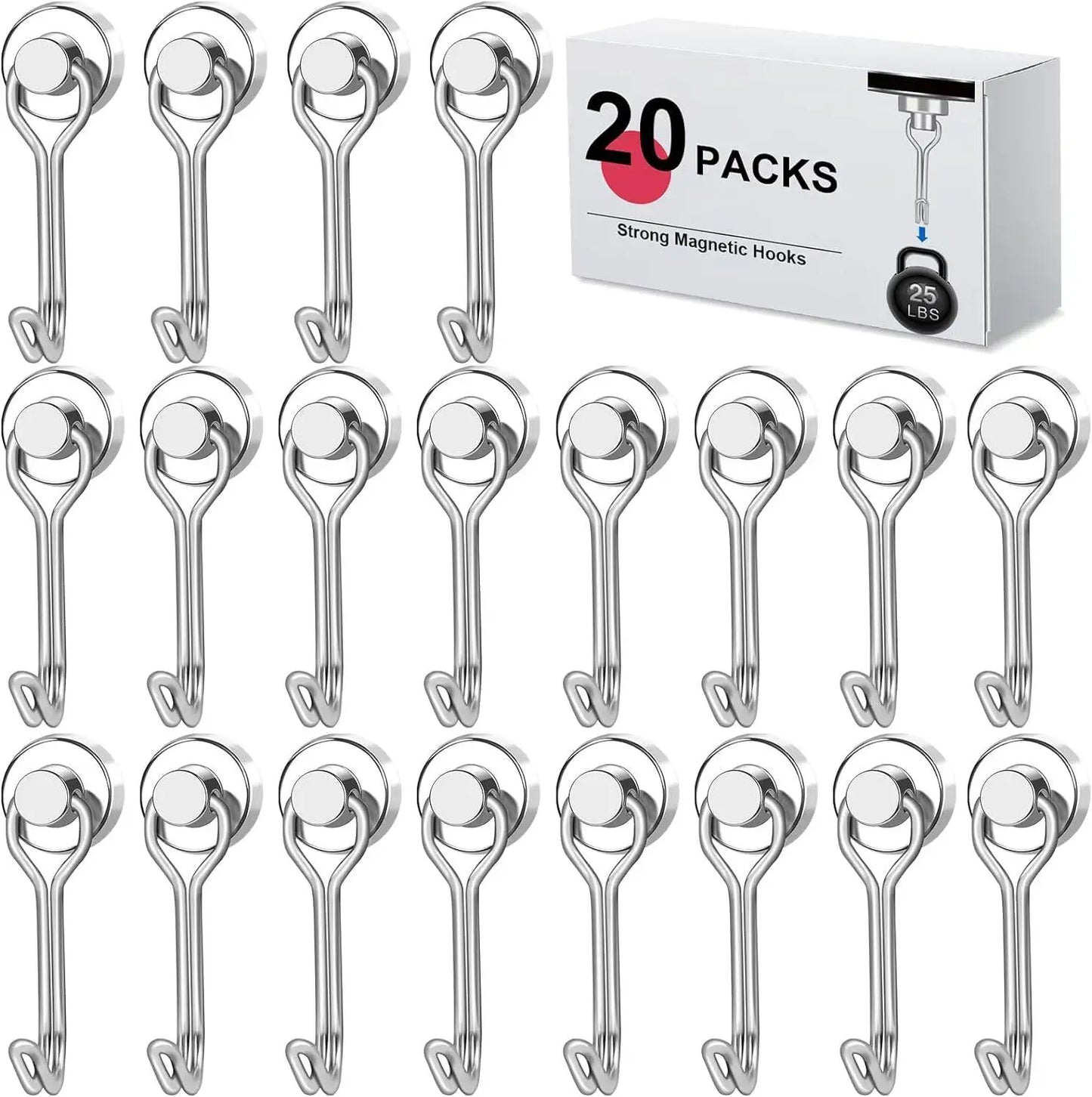 3/6/12/20Pcs Black Magnetic Hooks Cruis Heavy Duty Magnetic Hangers, Extra Strong Magnets with Hook for Hanging, Resistant Base