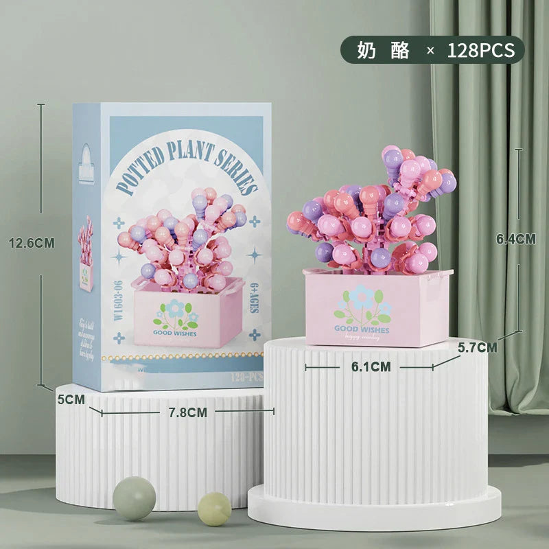 Flower Bouquet Mini Particle Building Blocks Flower Kit 3D DIY Creative Plants Micro Bricks for Home Decor Girl Gift Adults Kids