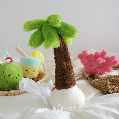 JELLYCAT Lemonade Coconut Plushies Very Soft Palm Tree Red Coral Plush Toy Cartoon Doll Home Decor Xmas Gifts Girl