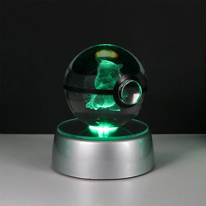 Pokemon 3D Crystal Ball Pikachu Gengar Eevee Mewtwo Anime Game Pokeball Led Night Light Base Kids Birthday Gift Home Decoration