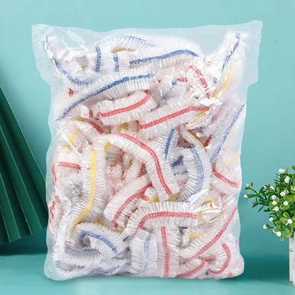 100Pcs Colorful Disposable Food Cover Hats Fruit Cover Elastic Plastic Shower Cap Storage Bag Kitchen Organizer Cling Film