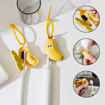 Banana toothbrush protective cap with toothpaste storage box - compact and convenient - essential toothbrush cover for travel