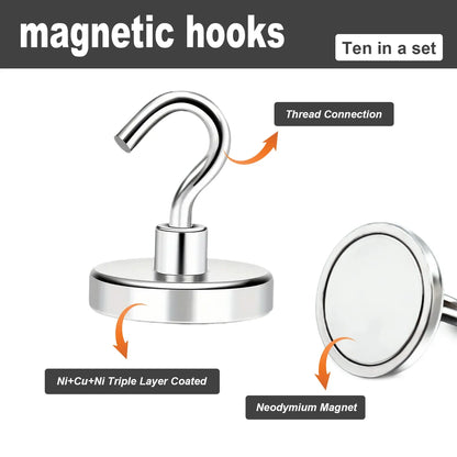 Magnetic Hooks Super Strong Magnets Neodymium Magnet Powerful Magnets Hanging Hooks for Bathroom Kitchen Organizers