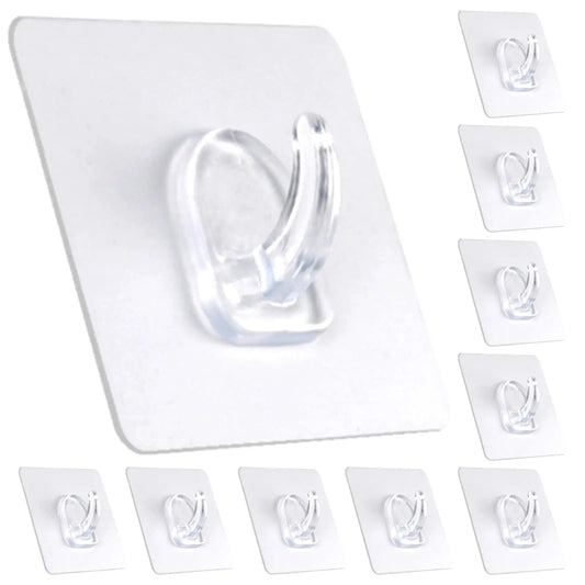Adhesive Plastic Clear Utility Hooks Transparent Hook for The Drill-Free Wall Waterproof Key Wall Hooks