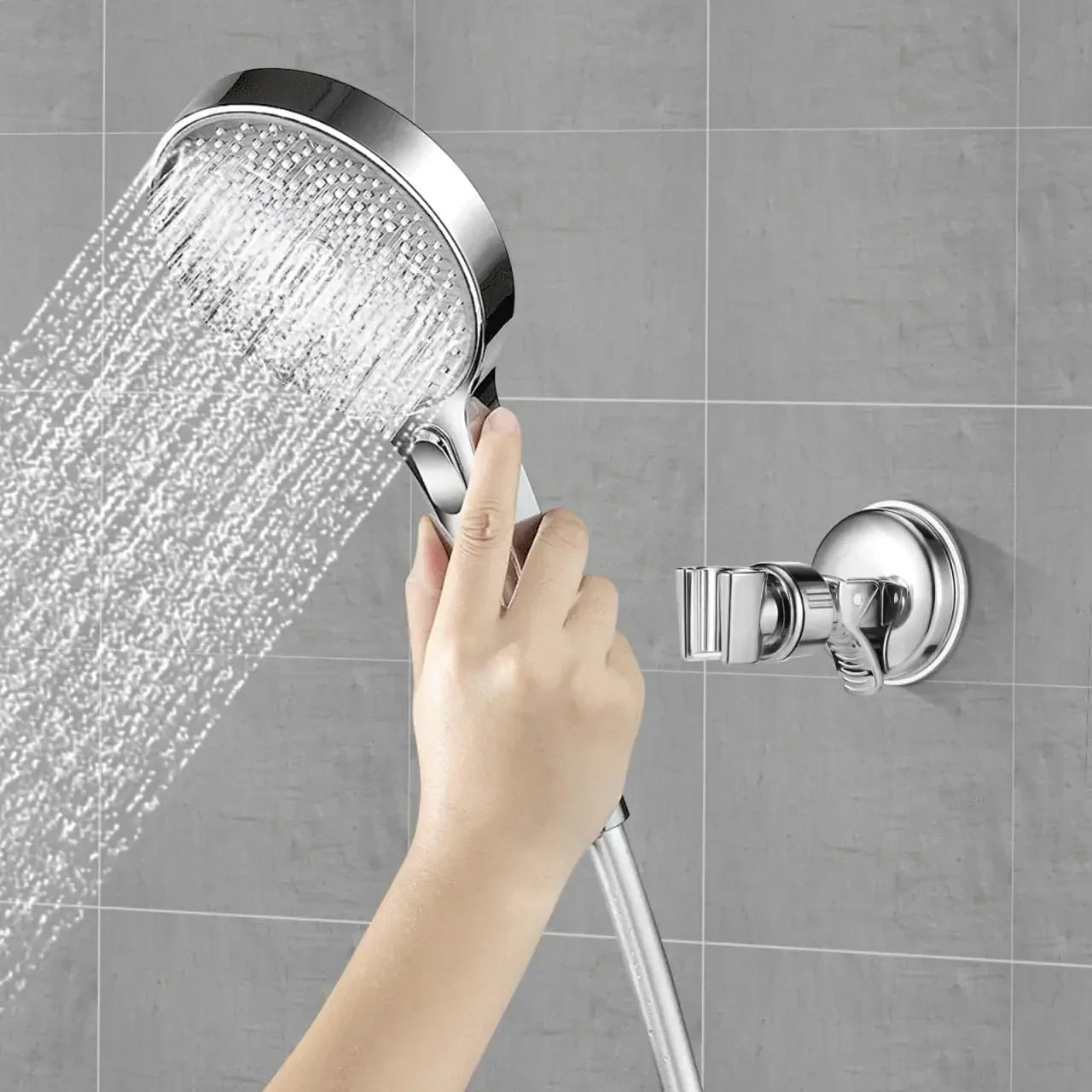1-4Pcs Strong Vacuum Suction Cup Shower Rack Adjustable Handheld Shower Head Wall Mount Holder Rotating Bathroom Shower Base