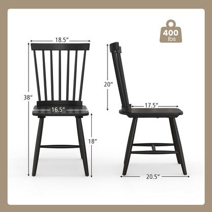 Set of 2 Windsor Dining Chairs with High Spindle Back