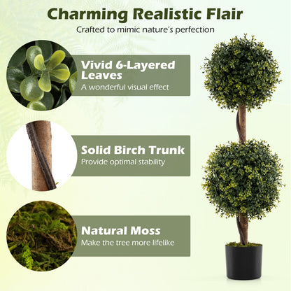 Set of 2 Artificial Double Topiary Ball Trees