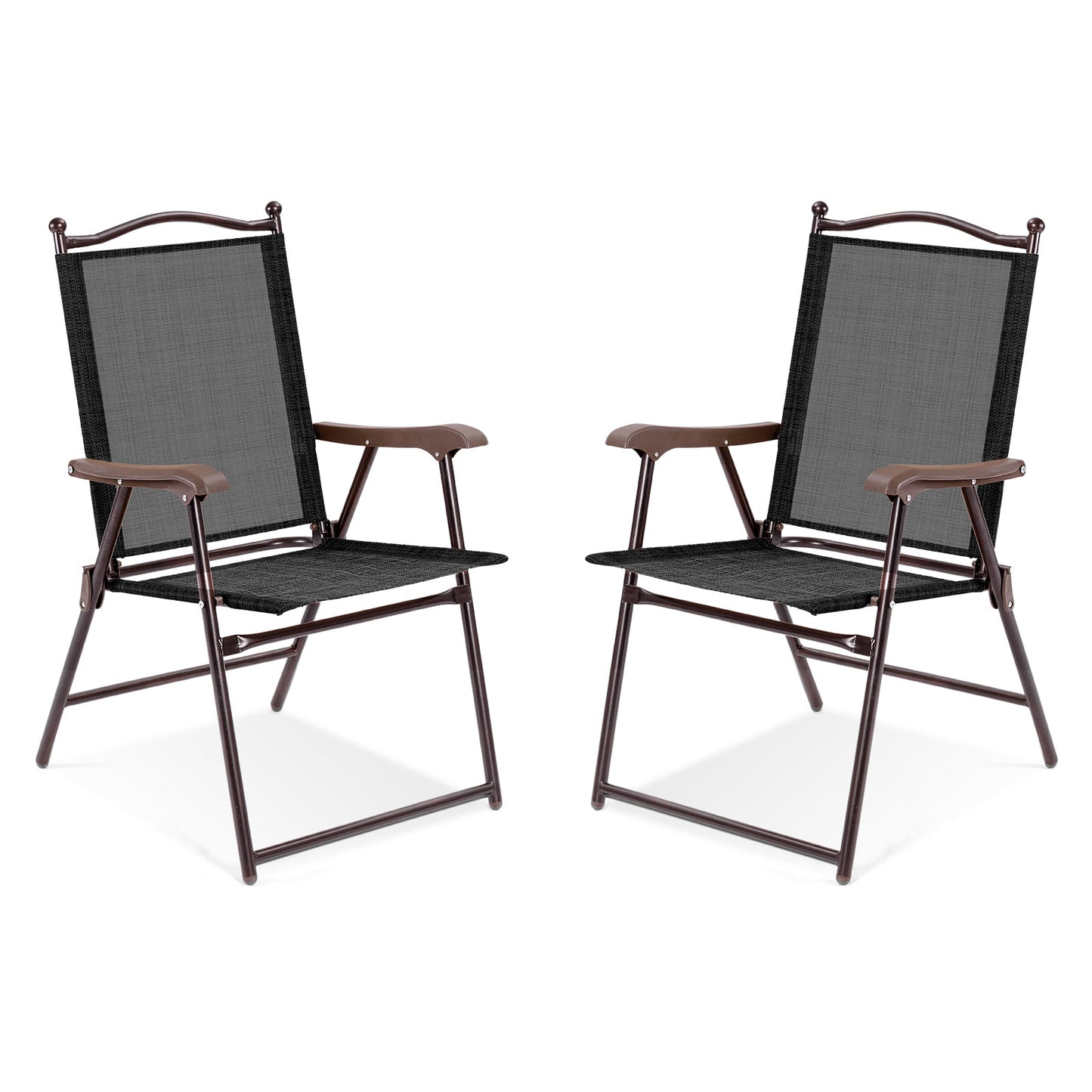 Set of 2 Patio Folding Sling Back Camping Deck Chairs