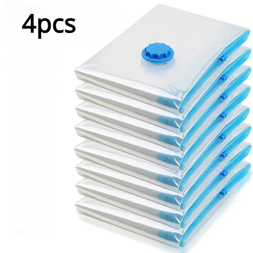 4pcs Thickened Vacuum Compression Bag, Transparent Quilt Vacuum Bag, Storage Bag, Household Clothing Storage And Sorting Bag