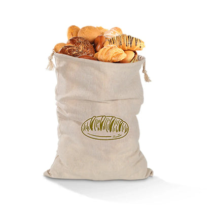 Linen Bread Bags Reusable Drawstring Bag For Loaf Homemade Artisan Bread Storage Bag Linen Bread Bags For Baguette