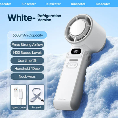 KINSCOTER Outdoor Foldable Portable Handheld Fan Mini Cooling Rechargeable 3600mAh 100-level Free Control High Speed Turbo Fan