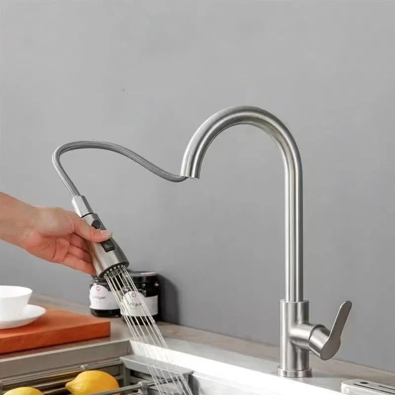 Black  Kitchen Faucet Pull Out Brushed Nickle Stainless Steel Kitchen Mixed Tap Kitchen Sink Tap
