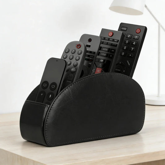 5 Compartments Remote Control Box Living Room Desktop Storage Box PU Leather Air Conditioner TV Remote Control Bracket Storage