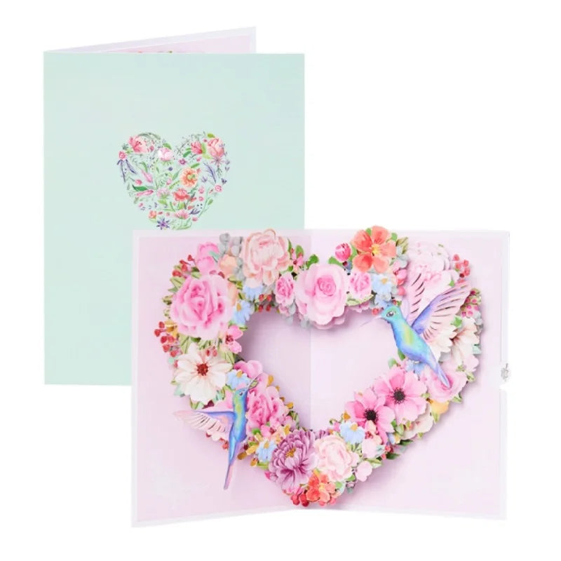 Cymbidium Orchids Pop-up Greeting Card with Envelope Flowers Postcard Floral Birthday Cards Valentines Gifts Creative Home Decor