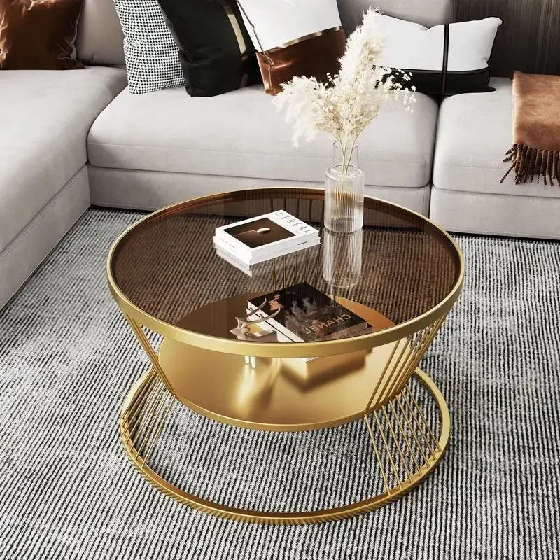 Small Apartment Living Room Round Household Minimalist Mini  Table Modern Light Luxury