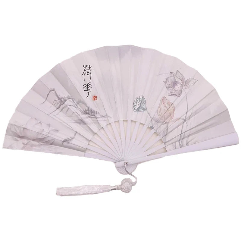 With Tassel Art Craft Style Foldable Hand Fan Portable Folding Fan Wedding Party Photo Props Guest Gifts Home Decor Craft
