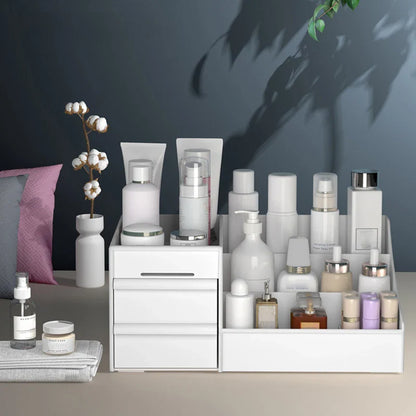 New Drawer Makeup Storage Box Dormitory Finishing Plastic Shelf Cosmetics Skin Care Dressing Table Desktop Makeup Storage Box