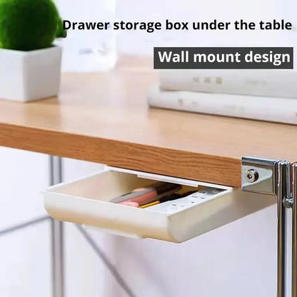 White SelfAdhesive Storage Drawer Box Makeup Pencil Tray Desk Hidden Under Desk Stand Self-adhesive Under-drawer Storage Box YH