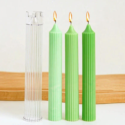 Gear Peaked Cylindrical Rod Candle Mold Diy Pinstripe Cylindrical Candle Making Supplies Acrylic Pc Plastic Mould Kit Home Decor