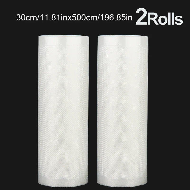 A set of 2 vacuum-sealed bags of the same size, with a length of 500CM, suitable for food storage vacuum low-temperature cooking