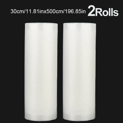A set of 2 vacuum-sealed bags of the same size, with a length of 500CM, suitable for food storage vacuum low-temperature cooking