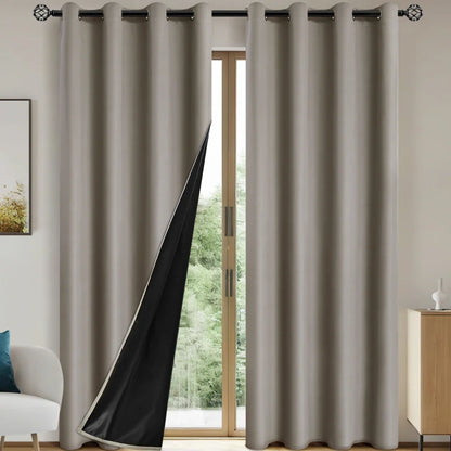 1panel Solid 100% Blackout Curtains with Grommets, Total Privacy Drapes for Bedroom, Living Room, Home Decor,Lightweight Curtain