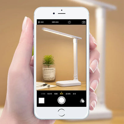 6000mAh LED Table Lamp USB Chargeable/Plug in Stepless Dimmable Desk Lamp Touch Foldable Eye Protection Reading Night Light