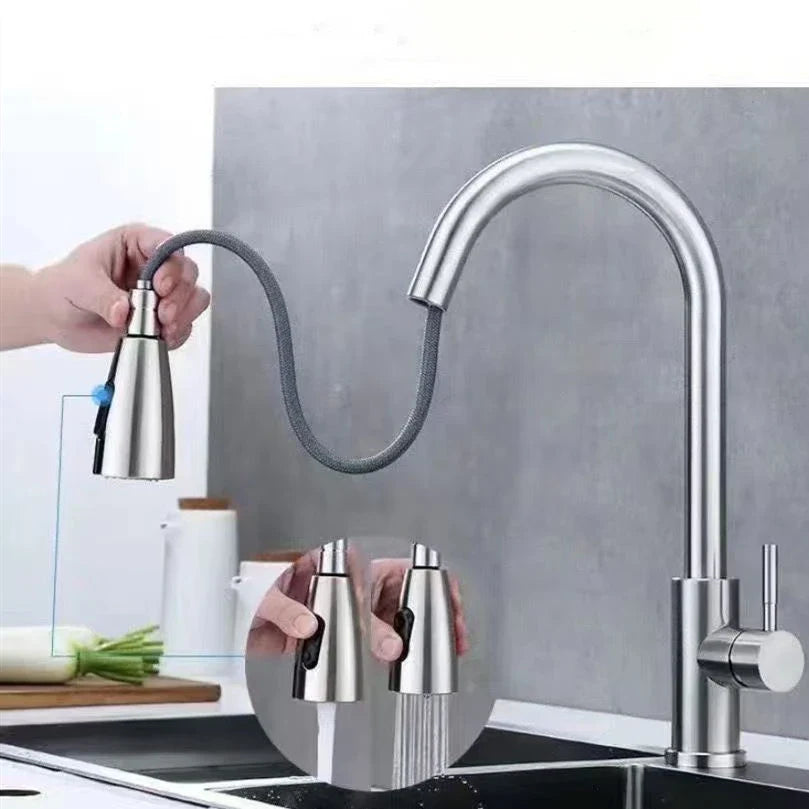 Brushed Nickle  Kitchen Faucet Pull Out Stainless Steel Black Kitchen Mixed Tap Kitchen Sink Tap