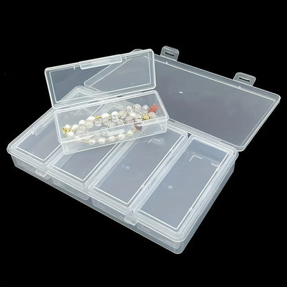 4 Adjustable Dividers Clear Plastic Storage Organizer Box - Craft & Sewing Supplies Container with Removable Compartments