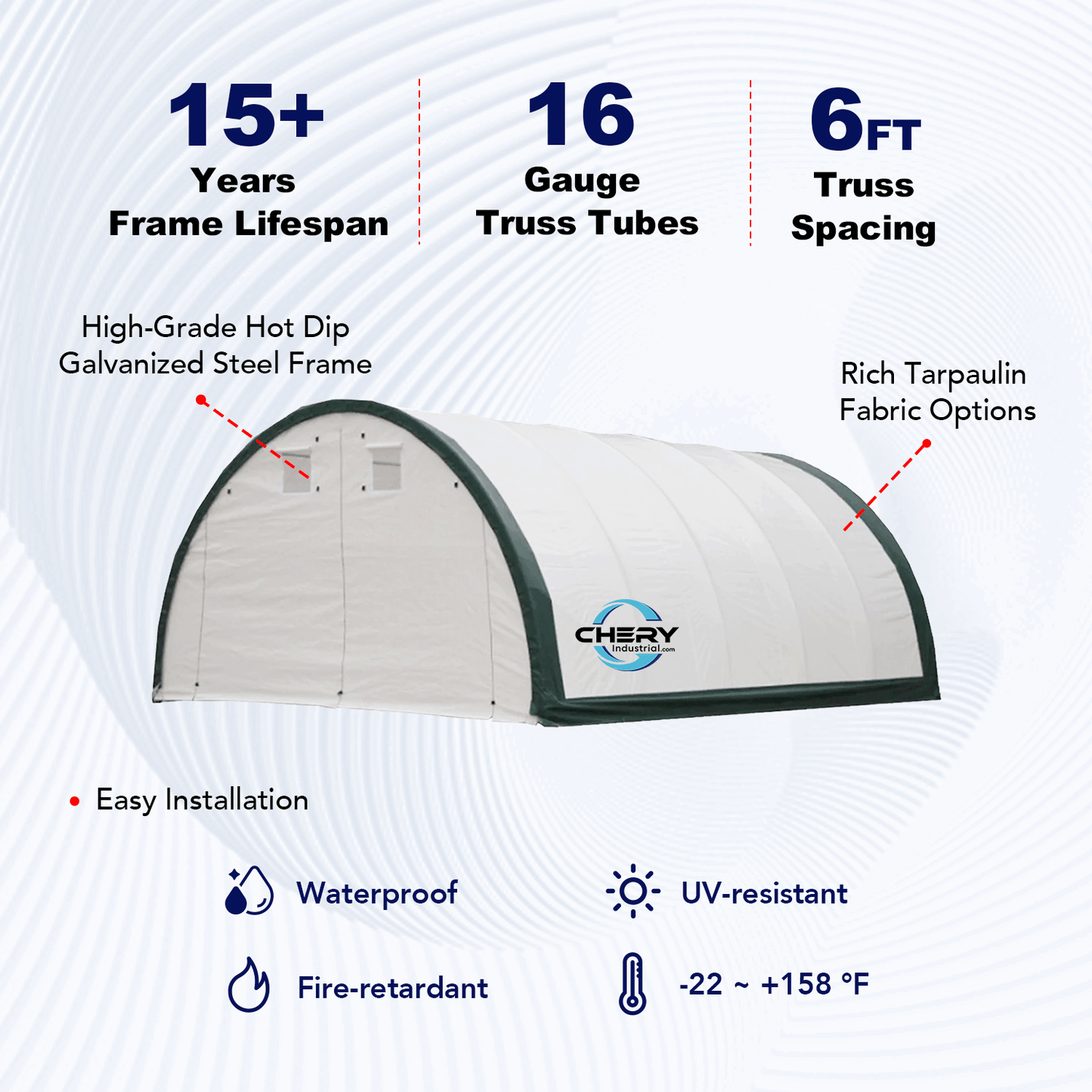 W20'xL42'xH12' Single Truss Arch Storage Shelter