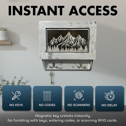 Hidden Gun Safe Coat Rack Snow Mountain Wall Decoration Concealed Shelf Firearm Cabinet