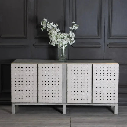 Soho Cream Leather Warp Sideboard