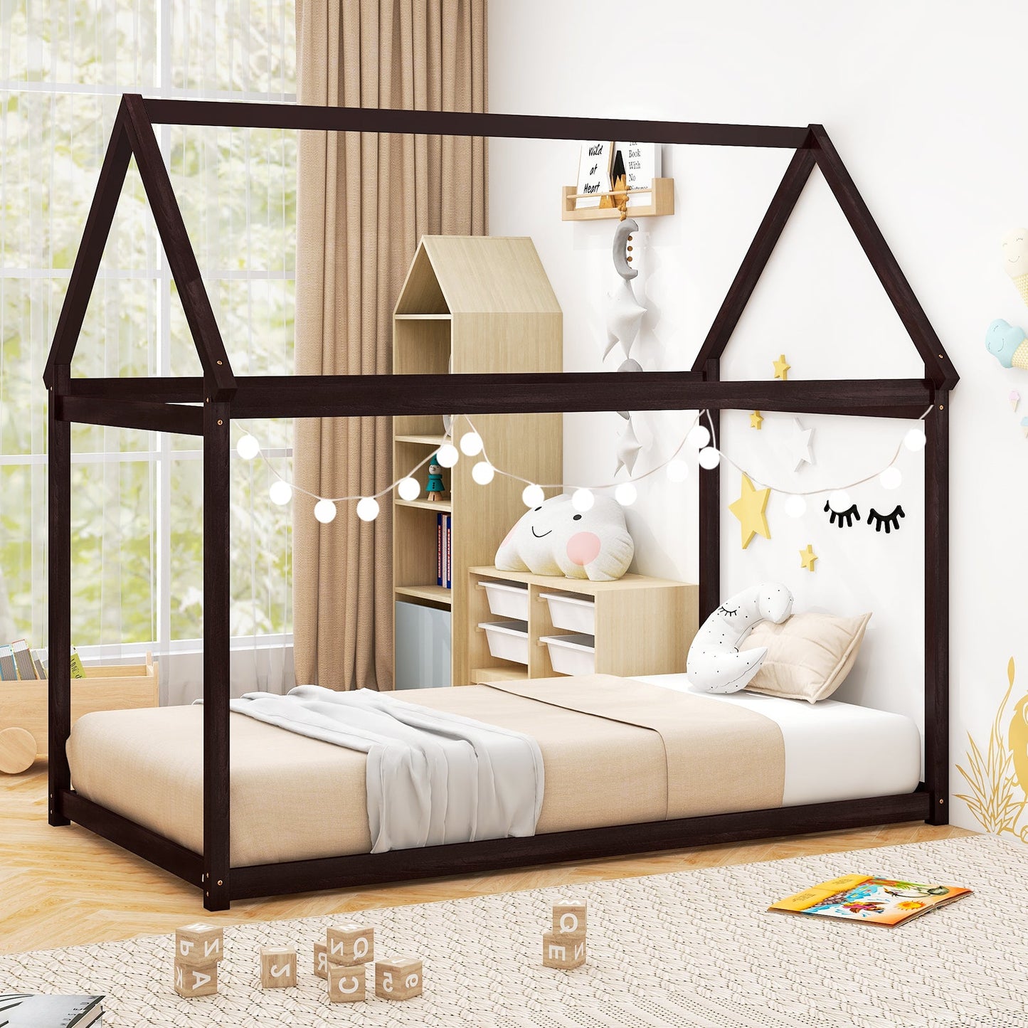 Stable Kids Platform Floor Bed with Roof an