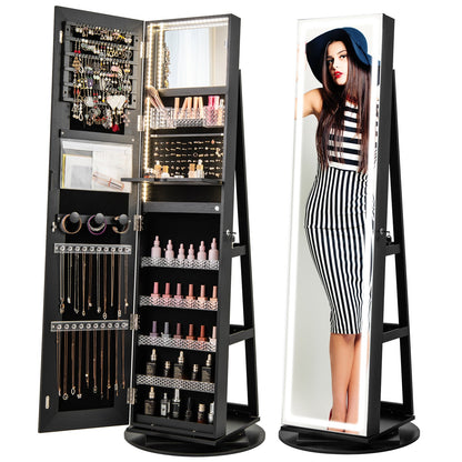 Standing Jewelry Cabinet with Adjustable LED Lights