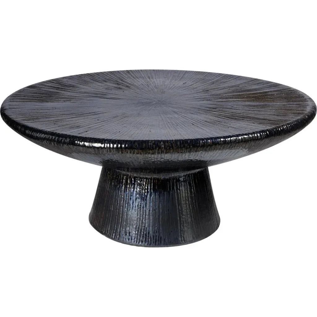 Sunburst Black Ceramic Outdoor Coffee Table