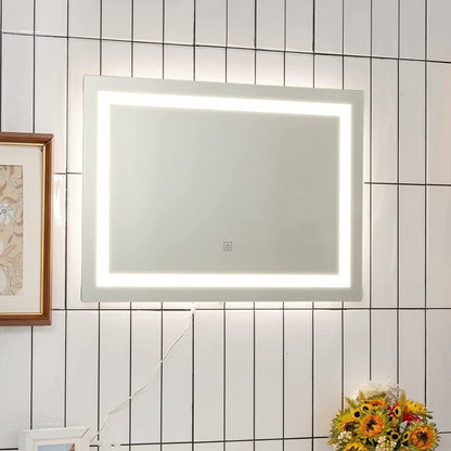 Modern LED Lighted Mirror Dimmable Wall-Mounted Bathroom Vanity 27 x 20 inch