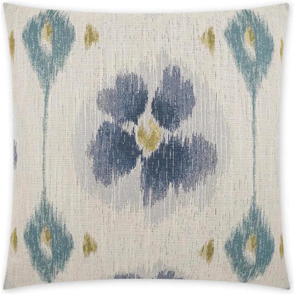 Tamarix Indigo Floral Blue Teal Large Throw Pillow