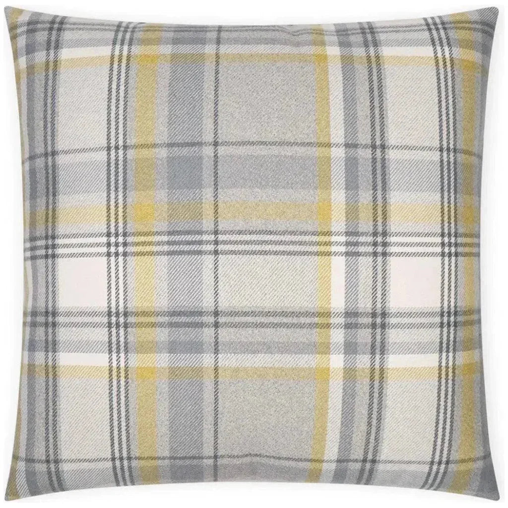 Tartan Plaid Check Yellow Grey Large Throw Pillow