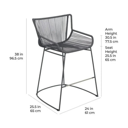 The Dane Dark Gray Patio Counter Stool 2PC