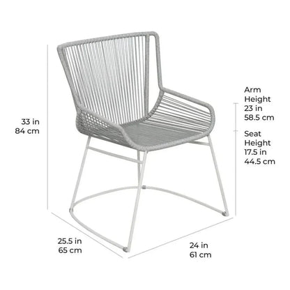 The Dane Dining Arm Chair 2PC Grey Patio Dining Chairs