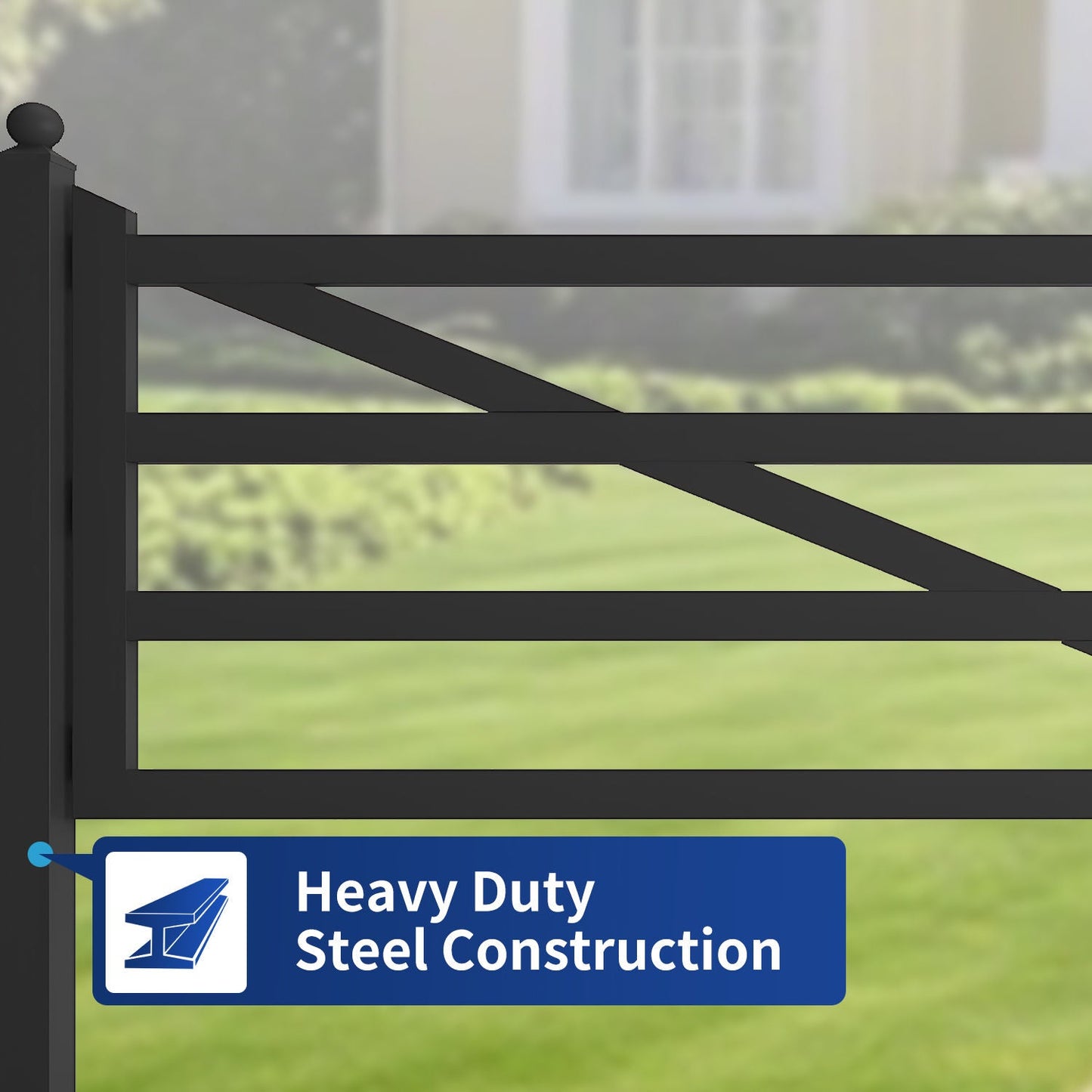 20 ft Farm Driveway Gate with Diagonal Tubes, Dual Swing