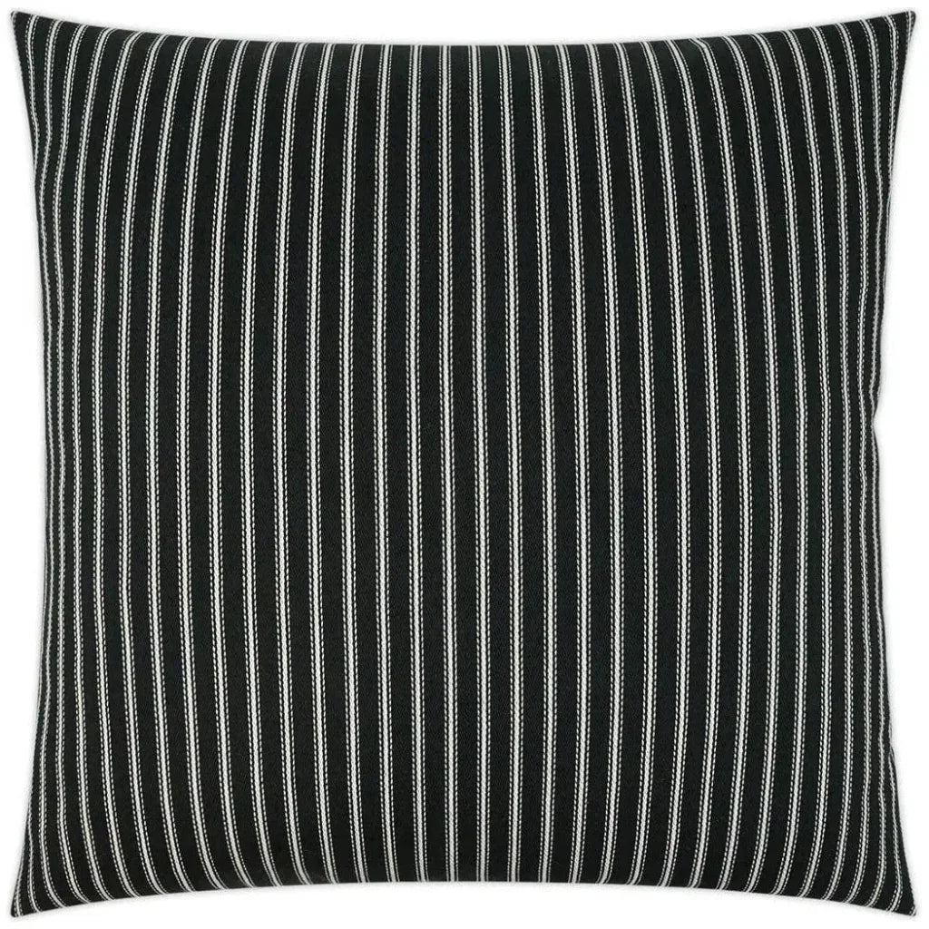 Ticking Black Stripes Black Large Throw Pillow Insert