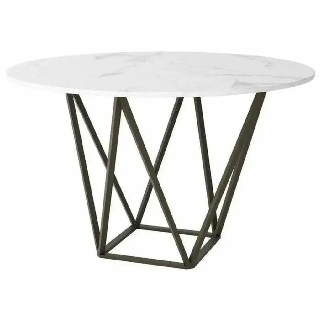 Tintern Dining Table White & Antique Brass