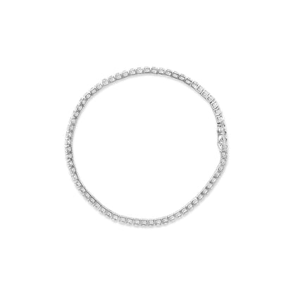 14K White Gold Lab Grown 4.00 Cttw Round Brilliant Cut Diamond Prong Set Classic Tennis Bracelet - 7" (F-G Color, VS2-SI1 Clarity)