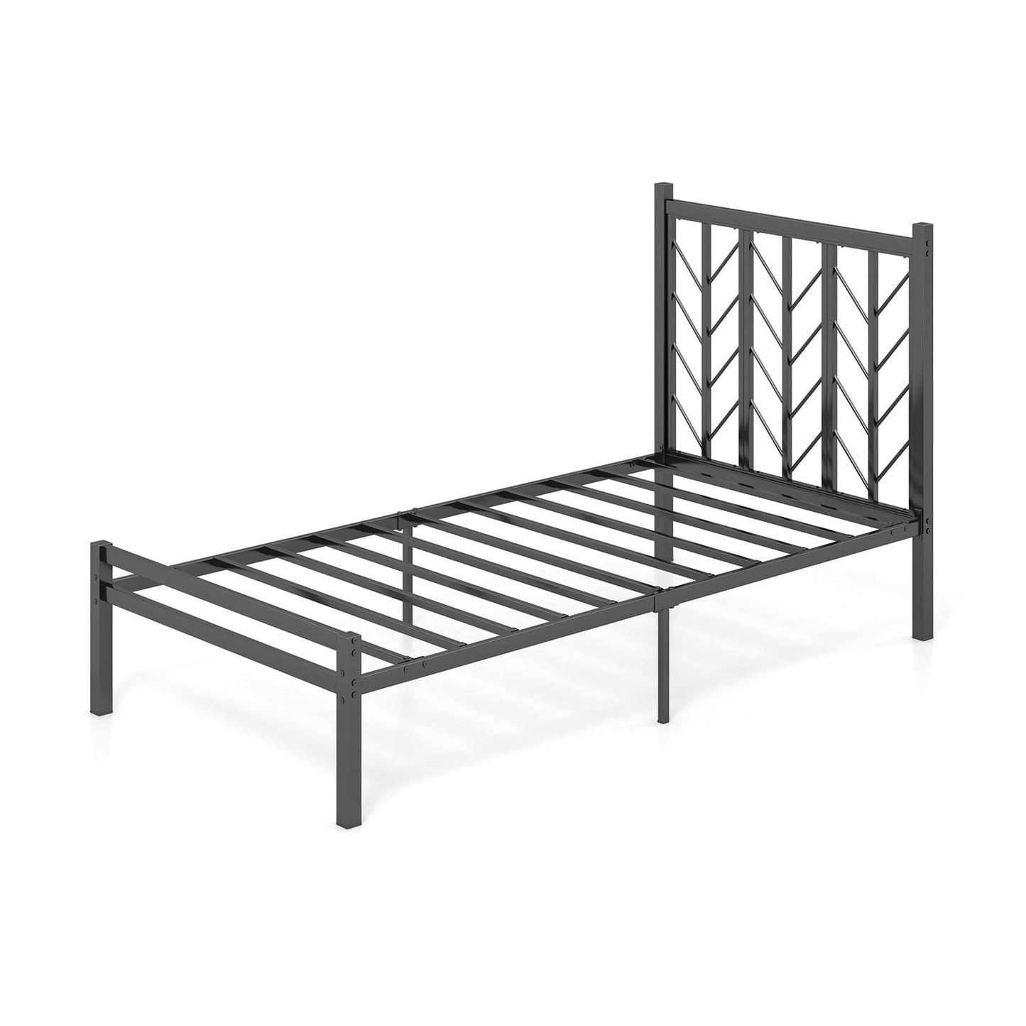 Queen Size Platform Bed with Headboard and Metal Frame