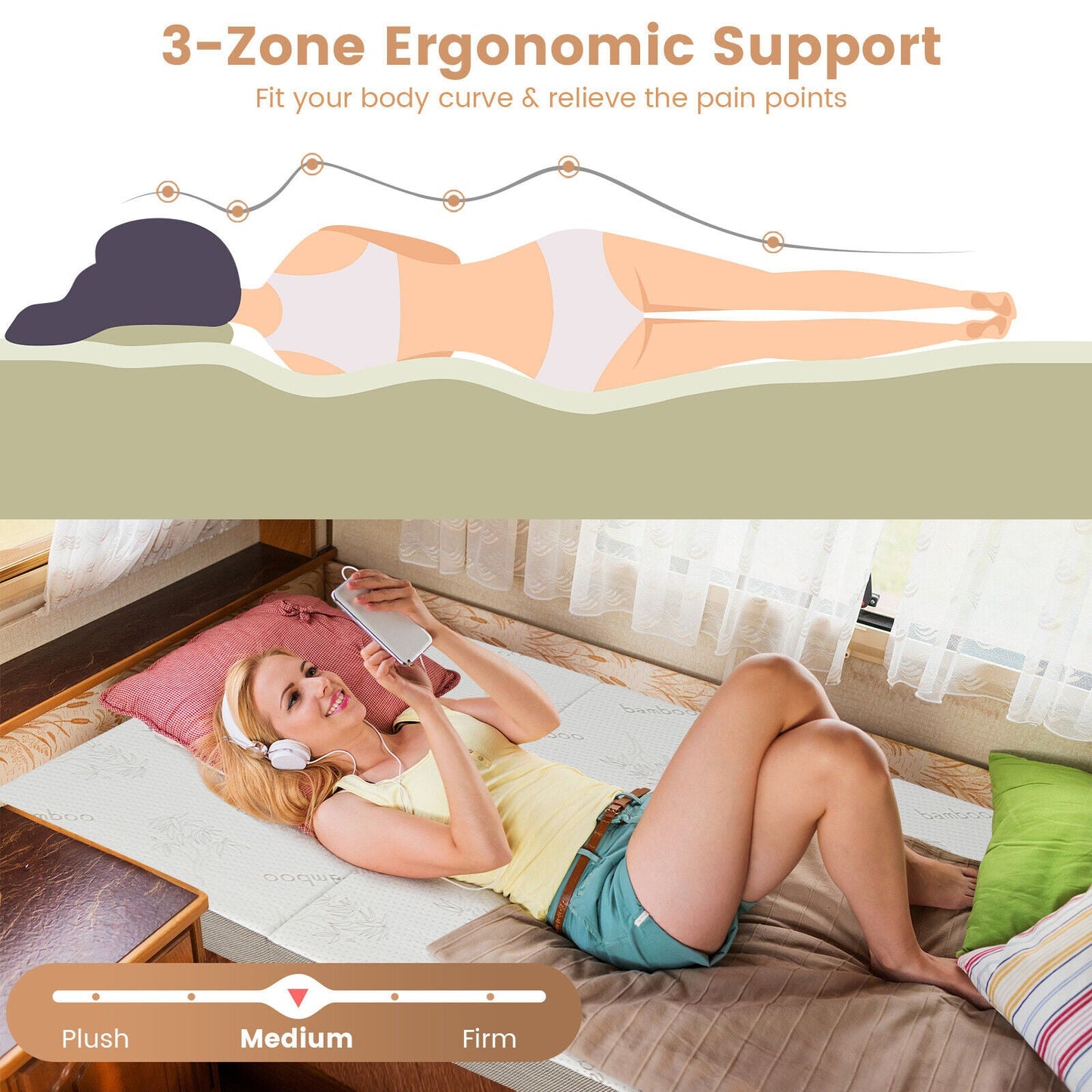 4 Inch Tri-fold Cooling Gel Memory Foam Mattress