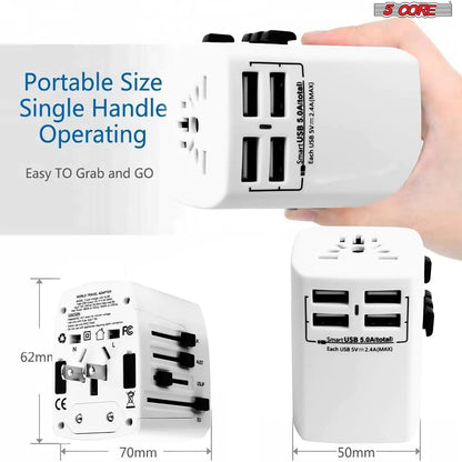 Universal Travel Adapter International Power Adapters 3 Pack Multicharger Plug w 4 USB Ports
