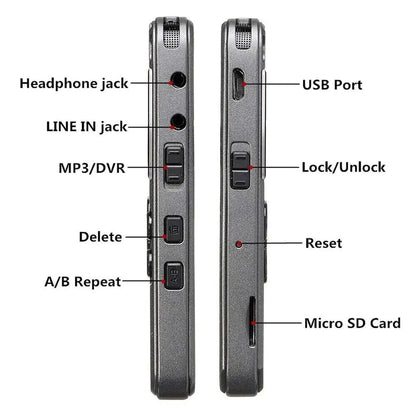 64GB Rechargeable LCD Digital Audio Sound Voice Recorder Dictaphone MP3 Player