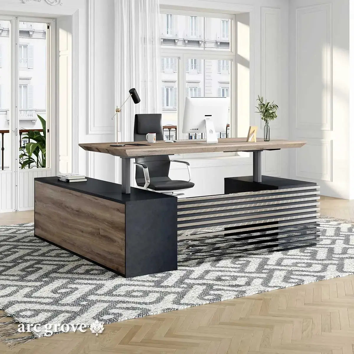 Anderson · L-Shaped Executive Standing Desk, Adjustable Height