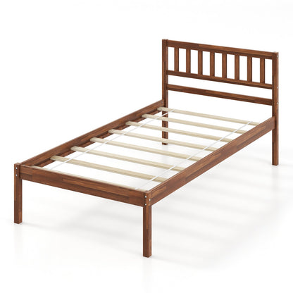 Twin/Full/Queen Size Wood Bed Frame with Headboard and Slat Support